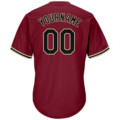 Custom Crimson Black-City Cream Authentic Throwback Rib-Knit Baseball Jersey Shirt