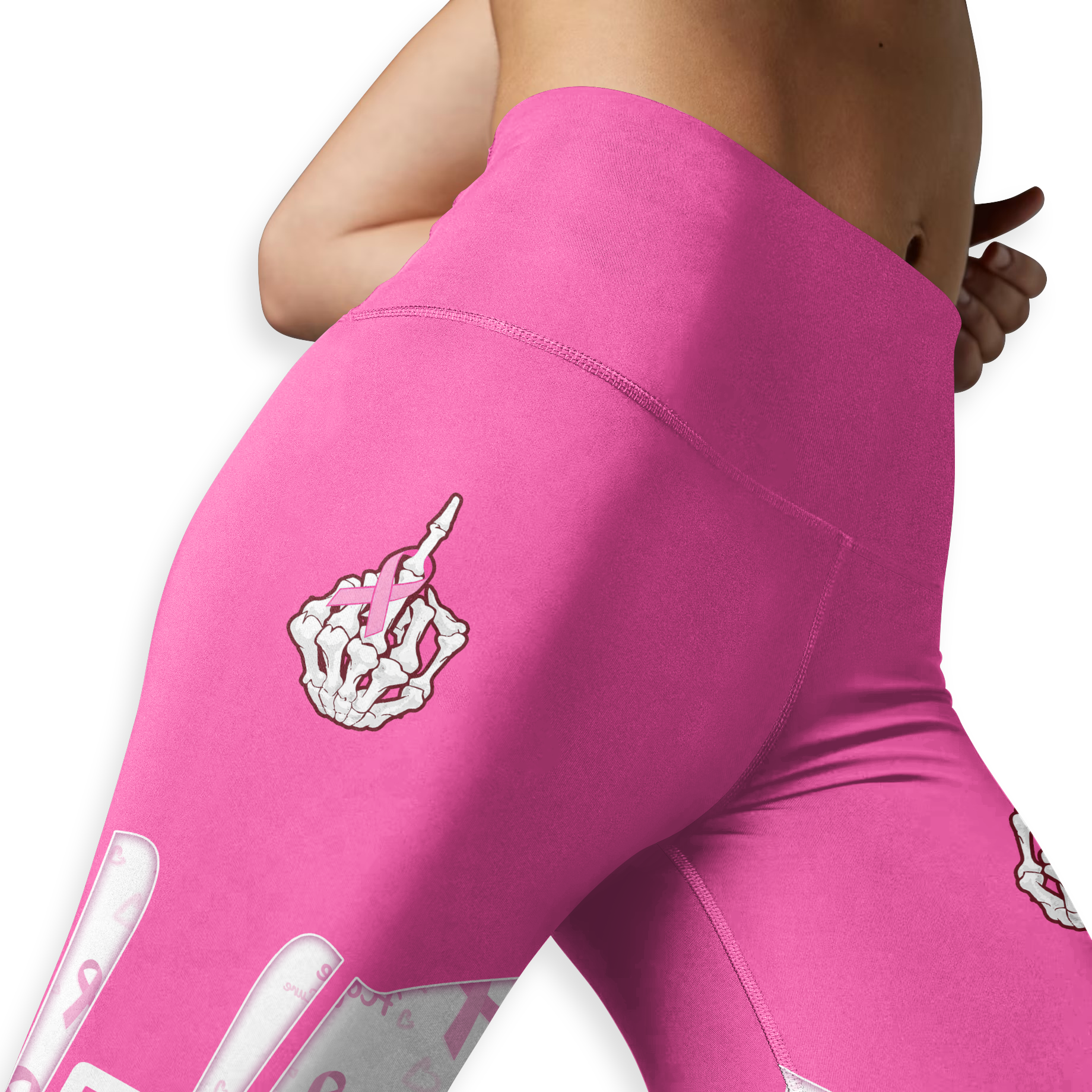 Personalized Black Woman Pink Ribbon Fighter Hollow Tank Top and Leggings Set, Custom Choo