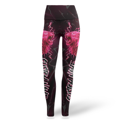 Breast Cancer Awareness Fierce Pink Lion & Lightning Leggings and Tank Outfit