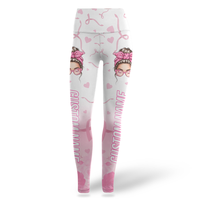 Personalized "Fight Like A Girl" Strong Woman Pink Bandana Leggings and Criss-Cross Tank Set