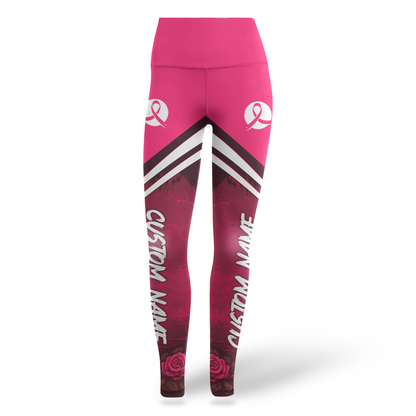 Custom Name "In October We Wear Pink" Black Cat Skull Leggings and Hollow Tank Top Set