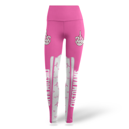 Personalized Black Woman Pink Ribbon Fighter Hollow Tank Top and Leggings Set, Custom Choo
