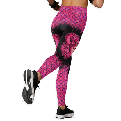 Dragon Spirit Fight Like a Girl -  Combo Legging Breast Cancer Awareness