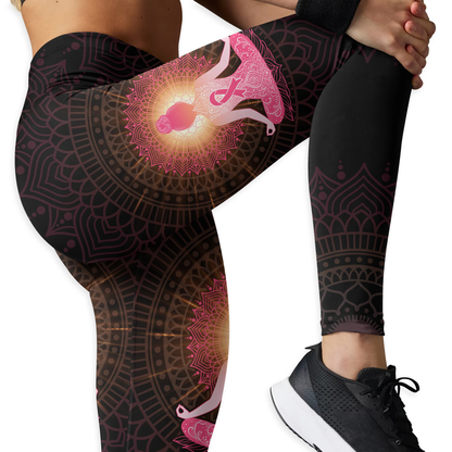 Custom Name Breast Cancer Awareness Outfit – Warrior Sunflower Yoga Girl Tank Top & Leggings Set