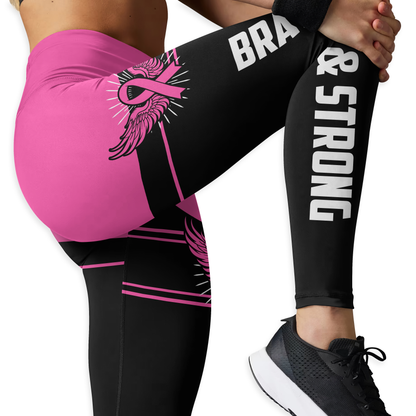 Personalized Breast Cancer Angel of Hope Leggings and Hollow Tank Set, Custom Choo