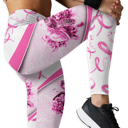 Personalized Breast Cancer Support Tank & Leggings with Turtle Graphic, Custom Choo