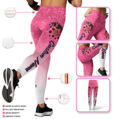 personalized black girl magic pink ribbon faith hope love ombre leggings and criss cross tank set, Custom Choo
