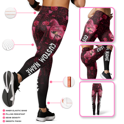 Personalized Breast Cancer Survivor Witch Leggings and Hollow Tank Set, Custom Choo