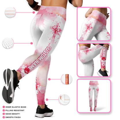 Personalized Breast Cancer Awareness Leggings and Hollow Tank Top Set, Custom Choo