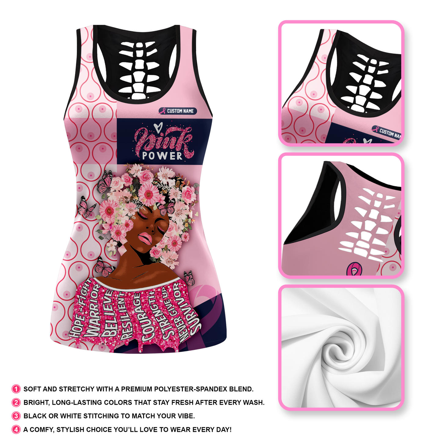 Inspirational Words Breast Cancer Survivor Leggings and Tank Set