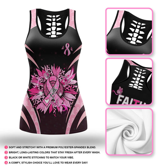 Pink Ribbon Activewear – Breast Cancer Awareness Hollow Tank & Legging Combo, Custom Choo
