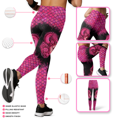 Dragon Spirit Fight Like a Girl -  Combo Legging Breast Cancer Awareness