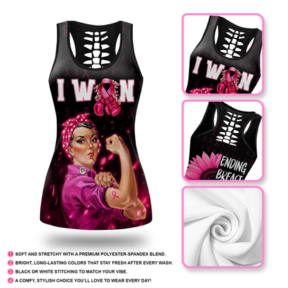 "I Won" Pink Ribbon Fighter Rosie the Riveter Leggings and Tank Outfit