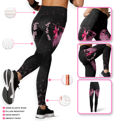 Faith Hope Love For My Mom In Heven - Combo Legging Tanktop Breast Cancer Awareness
