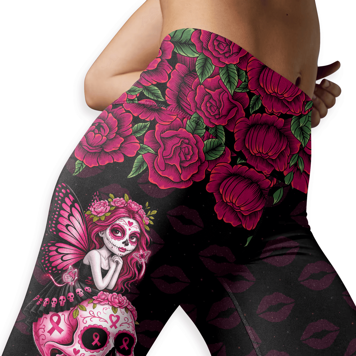 Fight Like A Girl Sugar Skull - Combo Legging Breast Cancer Awareness