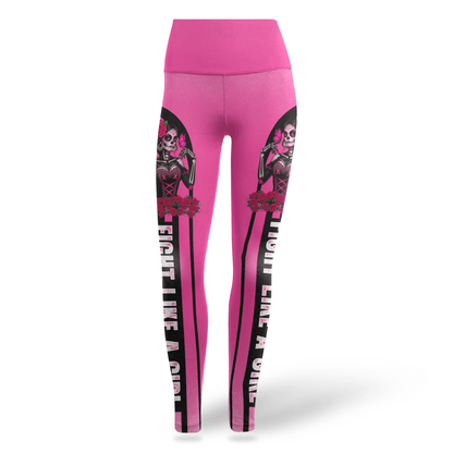 Sugar Skull Fight Like A Girl -  Combo Legging Breast Cancer Awareness