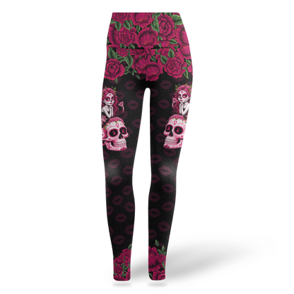 Fight Like A Girl Sugar Skull - Combo Legging Breast Cancer Awareness