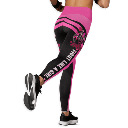 Sugar Skull Fight Like A Girl -  Combo Legging Breast Cancer Awareness