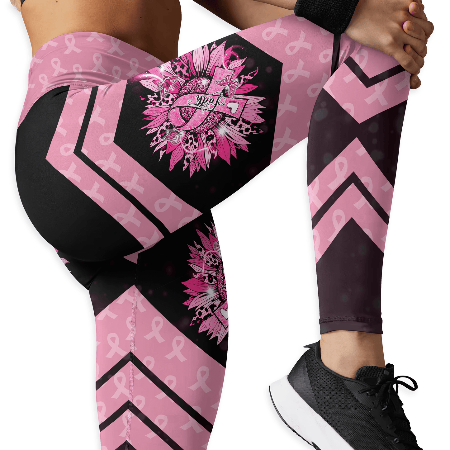Pink Ribbon Activewear – Breast Cancer Awareness Hollow Tank & Legging Combo