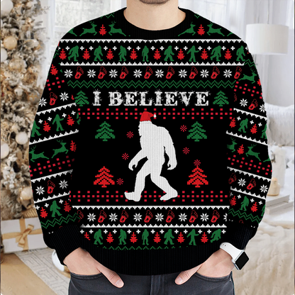 I Believe In Bigfoot Santa Christmas - Funny Ugly Christmas Sweater