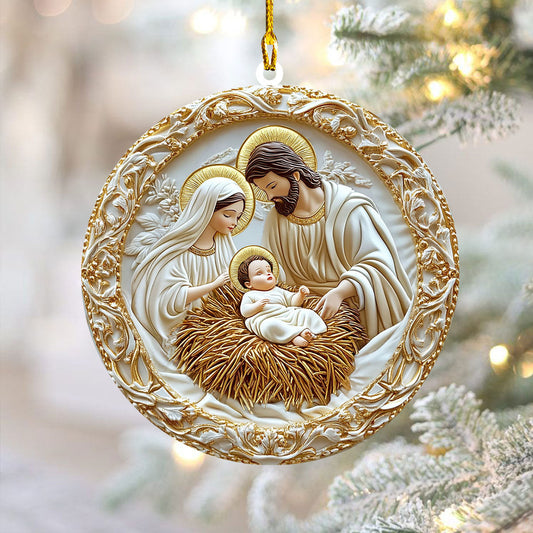 Bestchoo 2D Acrylic Ornament - Peaceful Nativity Blessing