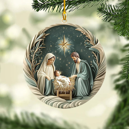 Bestchoo 2D Acrylic Ornament - Divine Silent Night Nativity