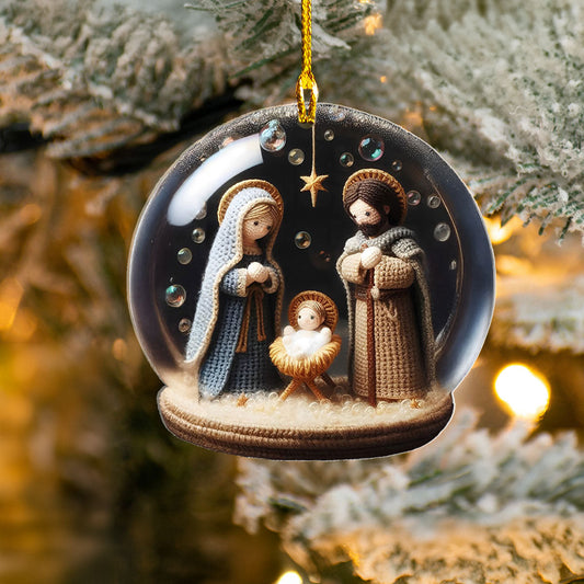 Bestchoo Acrylic Ornament Knitted Holy Family