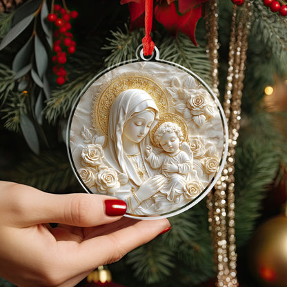 Bestchoo 2D Acrylic Ornament - Virgin Mary and Baby Jesus Christmas