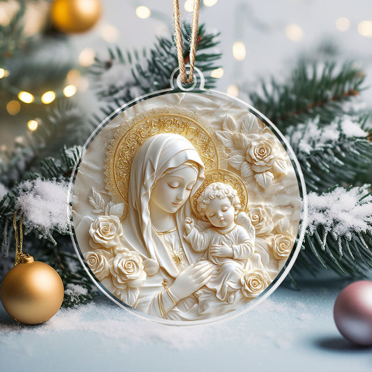 Bestchoo 2D Acrylic Ornament - Virgin Mary and Baby Jesus Christmas