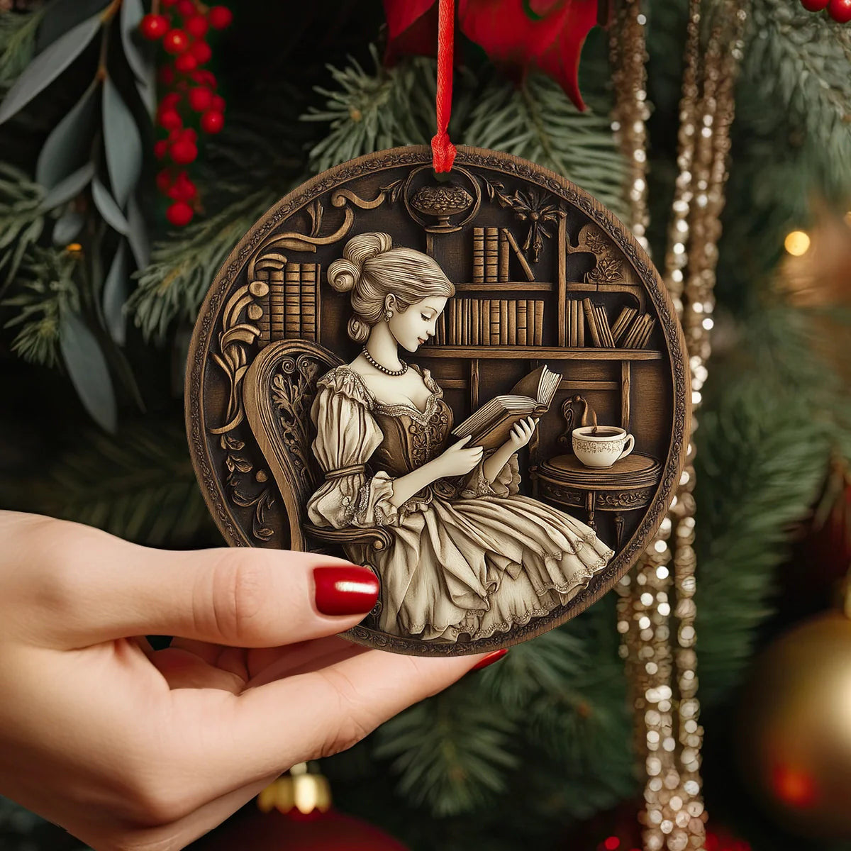 Bestchoo 2D Acrylic Ornament Victorian Reading Nook