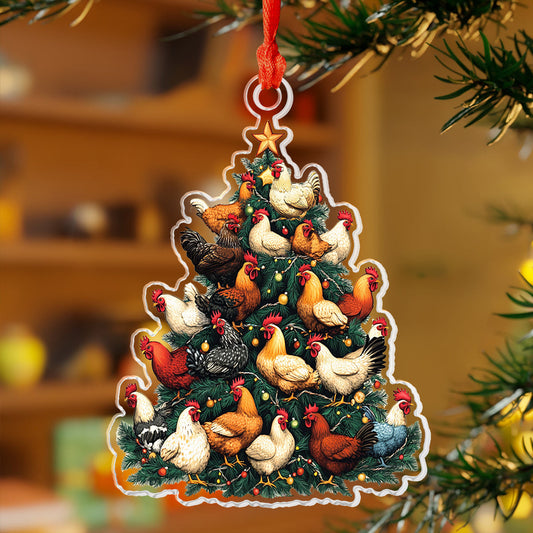 Bestchoo 2D Acrylic Ornament Chicken Christmas Tree
