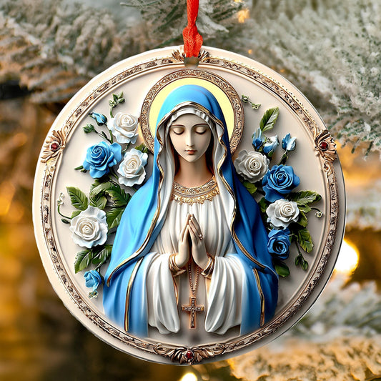 Bestchoo 2D Acrylic Ornament Peaceful Virgin Mary Roses