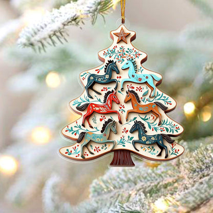 Bestchoo 2D Acrylic Ornament Gentle Horses Christmas Tree