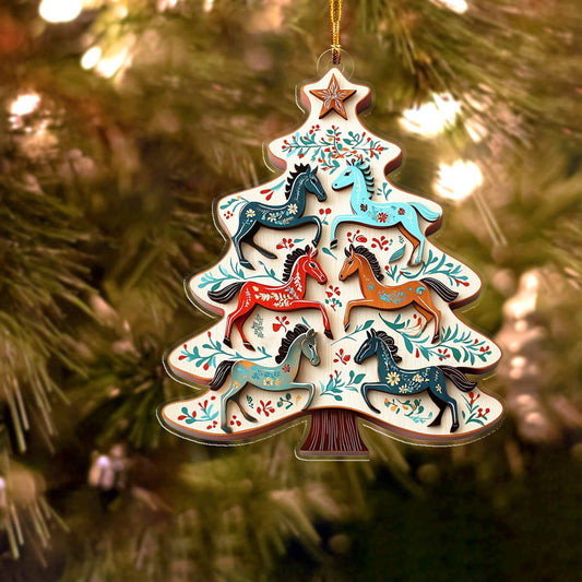 Bestchoo 2D Acrylic Ornament Gentle Horses Christmas Tree