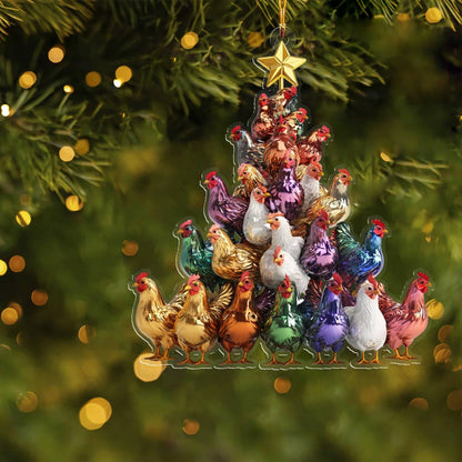 Bestchoo 2D Acrylic Ornament Amazing Colorful Chickens Christmas