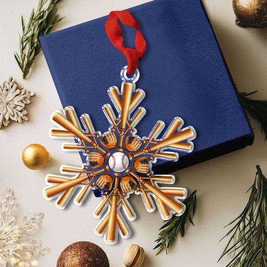 Bestchoo 2D Acrylic Ornament Baseball Snowflake