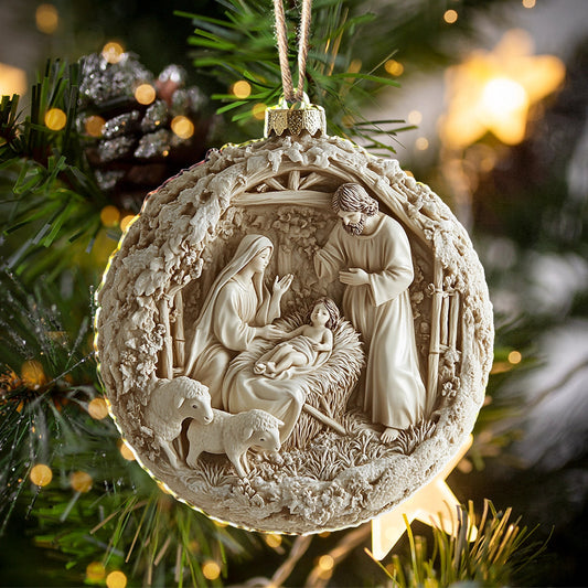 Bestchoo 2D Acrylic Ornament Blessed Nativity Keepsake