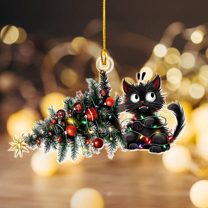 Bestchoo 2D Acrylic Ornament - Mischievous Cat Christmas