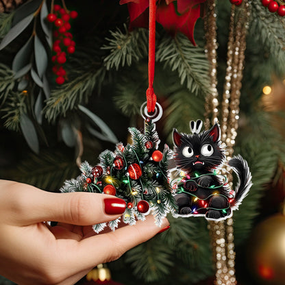 Bestchoo 2D Acrylic Ornament - Mischievous Cat Christmas