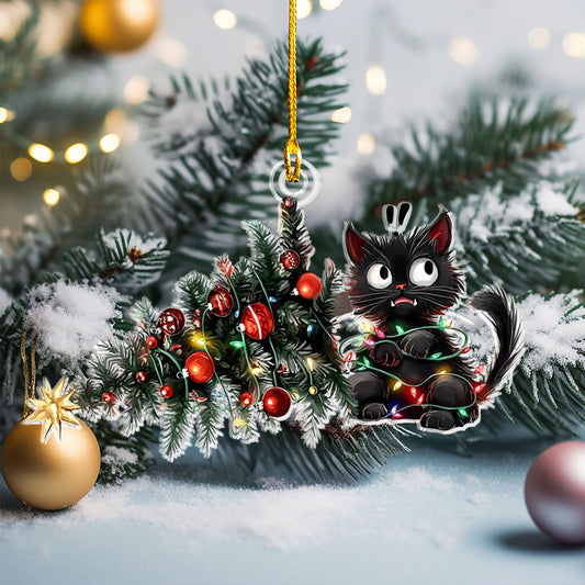 Bestchoo 2D Acrylic Ornament - Mischievous Cat Christmas
