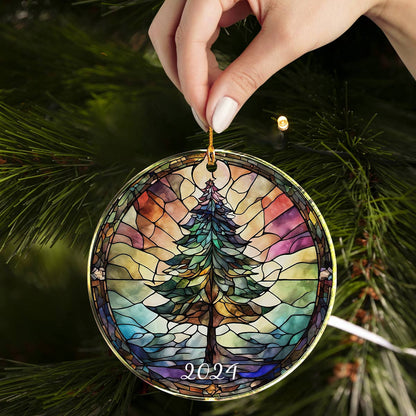 Bestchoo 2D Acrylic Ornament 2024 Festive Stained