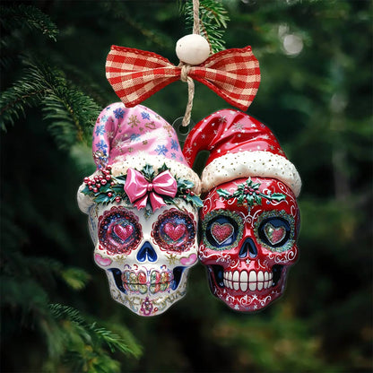 Bestchoo 2D Acrylic Ornament Pretty Chistmas Sugar Skulls Love