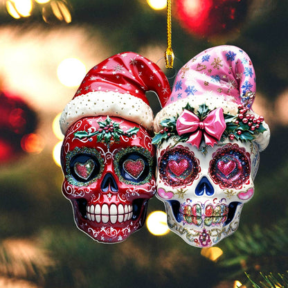 Bestchoo 2D Acrylic Ornament Pretty Chistmas Sugar Skulls Love