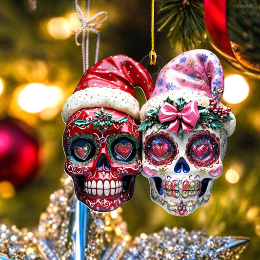 Bestchoo 2D Acrylic Ornament Pretty Chistmas Sugar Skulls Love