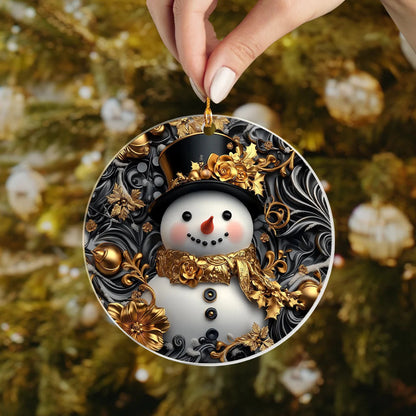 Bestchoo Acrylic Ornament Snowman's Golden Christmas