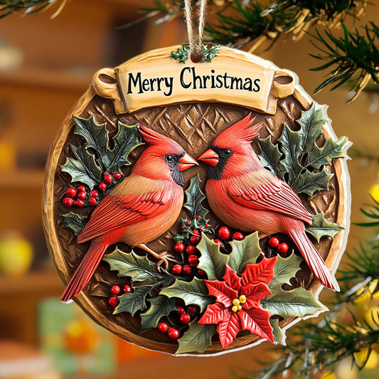 Bestchoo 2D Acrylic Ornament - Cardinal Couple Christmas Charm