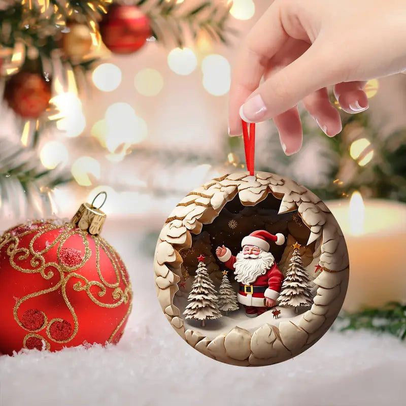 Bestchoo 2D Acrylic Ornament - Pack Discount Christmas Santa Wooden Pendants