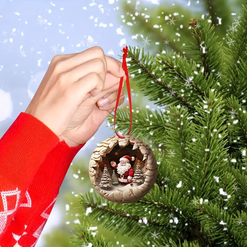 Bestchoo 2D Acrylic Ornament - Pack Discount Christmas Santa Wooden Pendants