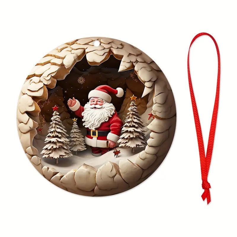 Bestchoo 2D Acrylic Ornament - Pack Discount Christmas Santa Wooden Pendants