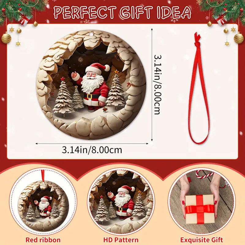 Bestchoo 2D Acrylic Ornament - Pack Discount Christmas Santa Wooden Pendants